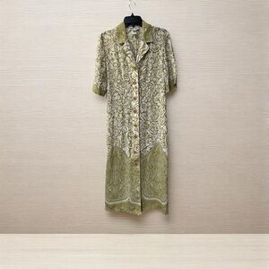 Chic Olive Green Paisley Midi Dress